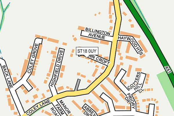 ST18 0UY map - OS OpenMap – Local (Ordnance Survey)