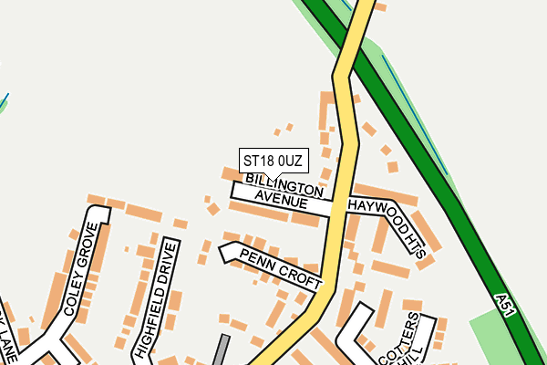 ST18 0UZ map - OS OpenMap – Local (Ordnance Survey)