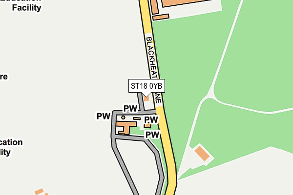 ST18 0YB map - OS OpenMap – Local (Ordnance Survey)