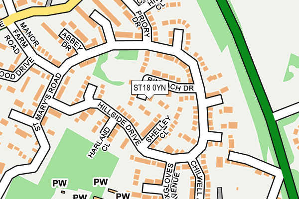 ST18 0YN map - OS OpenMap – Local (Ordnance Survey)