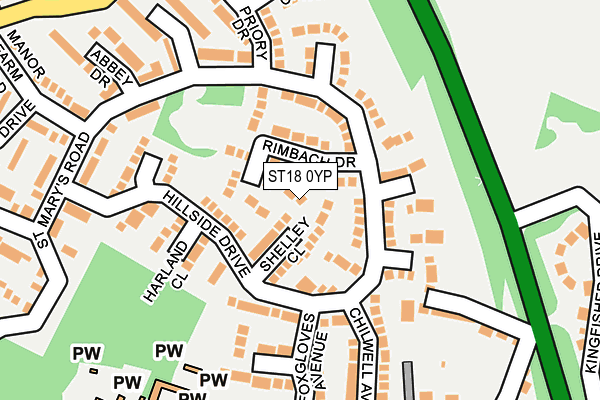 ST18 0YP map - OS OpenMap – Local (Ordnance Survey)