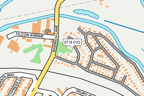 ST18 0YQ map - OS OpenMap – Local (Ordnance Survey)