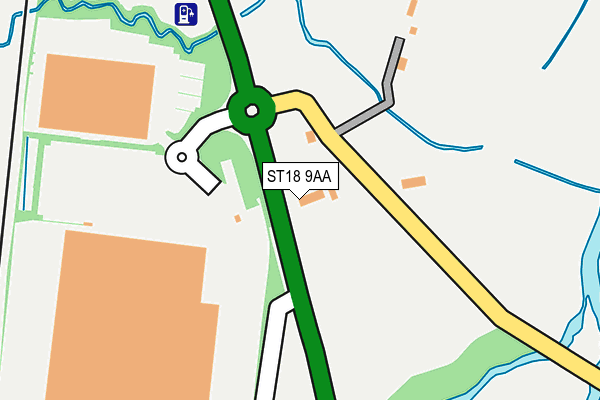 ST18 9AA map - OS OpenMap – Local (Ordnance Survey)
