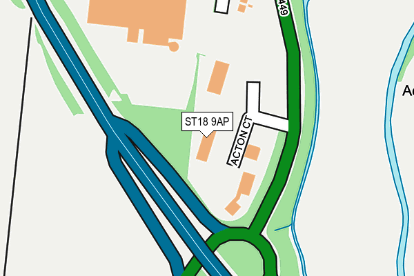 ST18 9AP map - OS OpenMap – Local (Ordnance Survey)