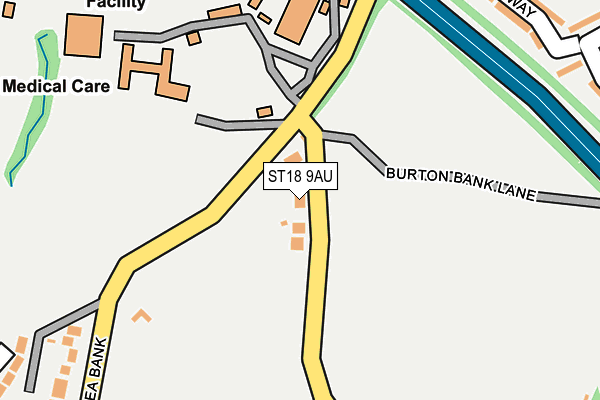 ST18 9AU map - OS OpenMap – Local (Ordnance Survey)