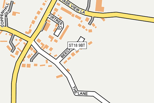 ST18 9BT map - OS OpenMap – Local (Ordnance Survey)