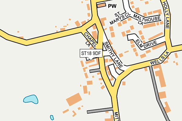 ST18 9DF map - OS OpenMap – Local (Ordnance Survey)