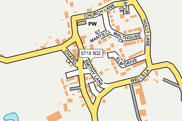 ST18 9DZ map - OS OpenMap – Local (Ordnance Survey)