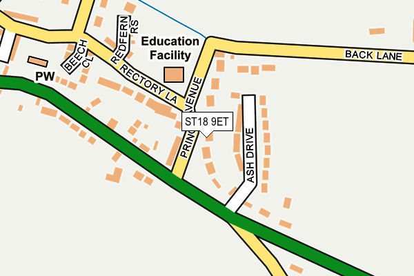 ST18 9ET map - OS OpenMap – Local (Ordnance Survey)