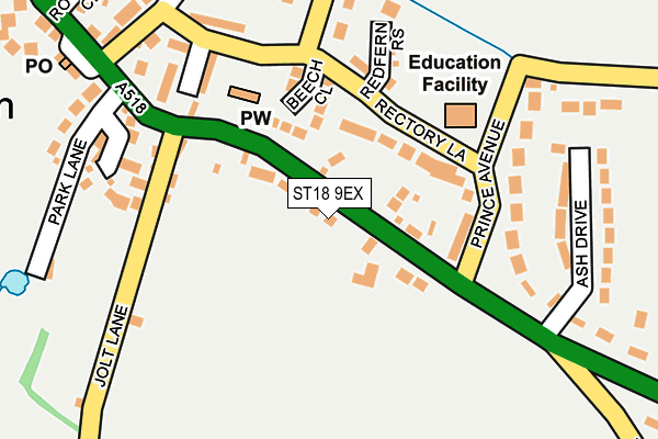 ST18 9EX map - OS OpenMap – Local (Ordnance Survey)