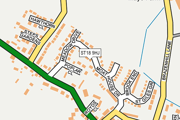 ST18 9HJ map - OS OpenMap – Local (Ordnance Survey)
