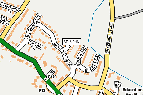 ST18 9HN map - OS OpenMap – Local (Ordnance Survey)