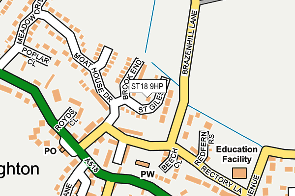 ST18 9HP map - OS OpenMap – Local (Ordnance Survey)
