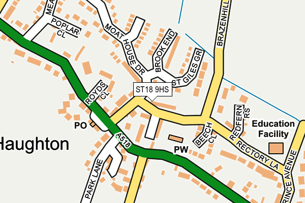 ST18 9HS map - OS OpenMap – Local (Ordnance Survey)
