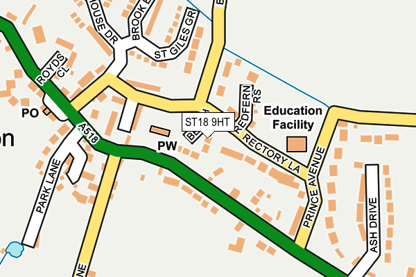 ST18 9HT map - OS OpenMap – Local (Ordnance Survey)