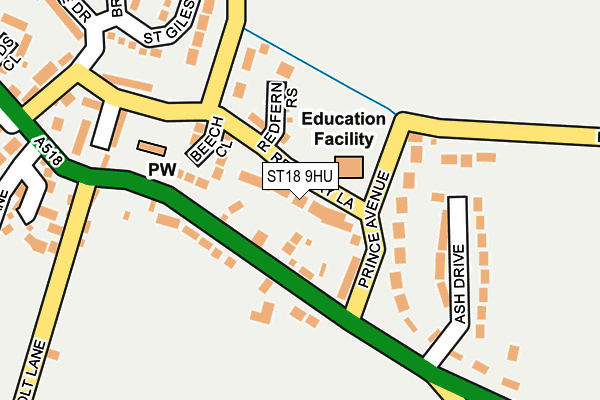ST18 9HU map - OS OpenMap – Local (Ordnance Survey)