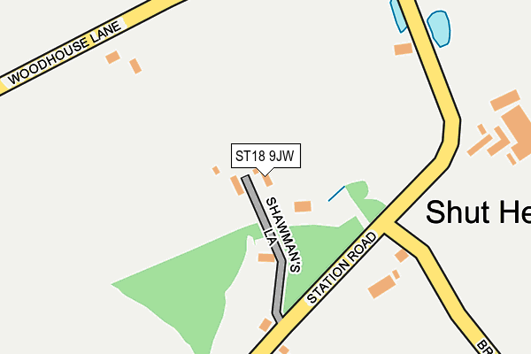 ST18 9JW map - OS OpenMap – Local (Ordnance Survey)