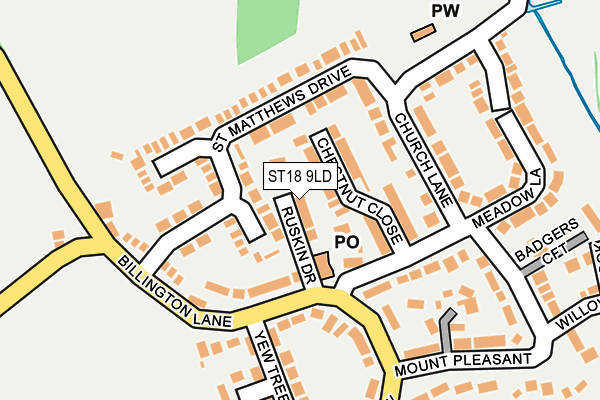 ST18 9LD map - OS OpenMap – Local (Ordnance Survey)