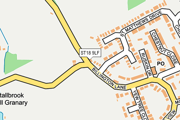 ST18 9LF map - OS OpenMap – Local (Ordnance Survey)