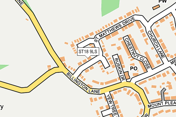 ST18 9LS map - OS OpenMap – Local (Ordnance Survey)