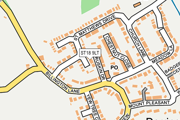 ST18 9LT map - OS OpenMap – Local (Ordnance Survey)