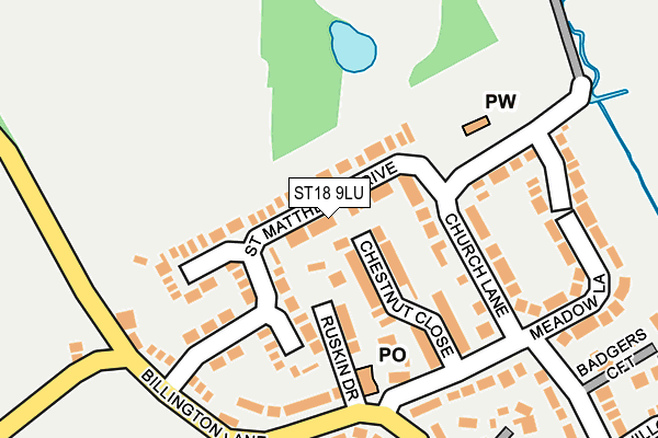 ST18 9LU map - OS OpenMap – Local (Ordnance Survey)