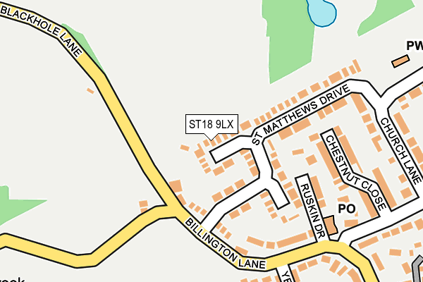 ST18 9LX map - OS OpenMap – Local (Ordnance Survey)