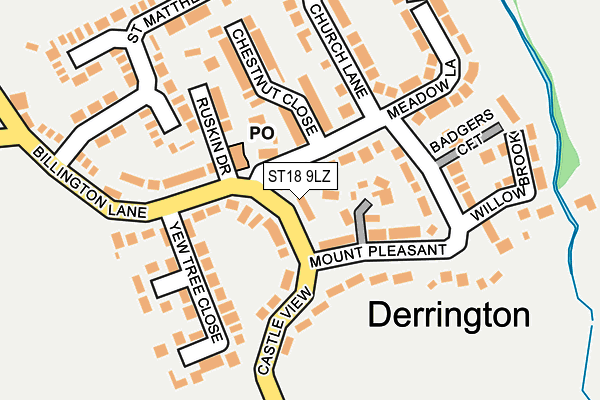 ST18 9LZ map - OS OpenMap – Local (Ordnance Survey)