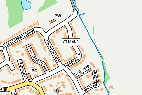 ST18 9NA map - OS OpenMap – Local (Ordnance Survey)