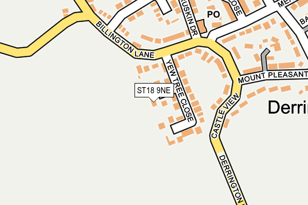 ST18 9NE map - OS OpenMap – Local (Ordnance Survey)