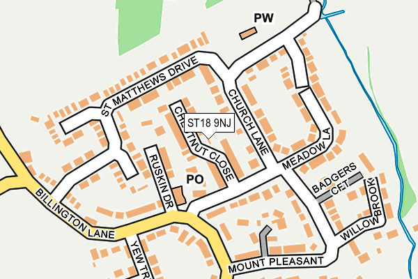 ST18 9NJ map - OS OpenMap – Local (Ordnance Survey)