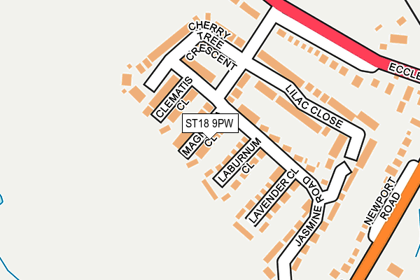 ST18 9PW map - OS OpenMap – Local (Ordnance Survey)