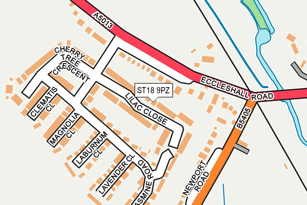 ST18 9PZ map - OS OpenMap – Local (Ordnance Survey)