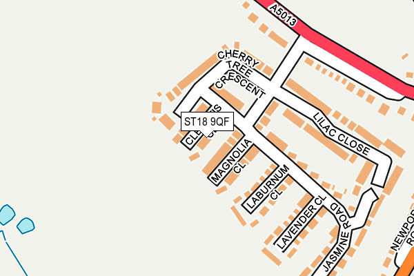 ST18 9QF map - OS OpenMap – Local (Ordnance Survey)