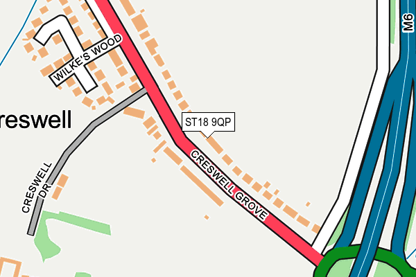 ST18 9QP map - OS OpenMap – Local (Ordnance Survey)