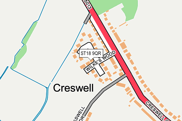 ST18 9QR map - OS OpenMap – Local (Ordnance Survey)