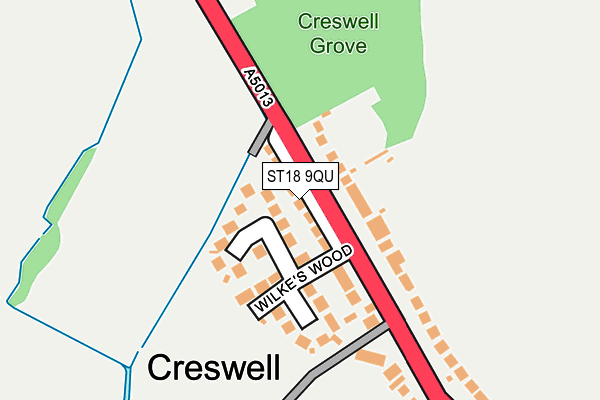 ST18 9QU map - OS OpenMap – Local (Ordnance Survey)