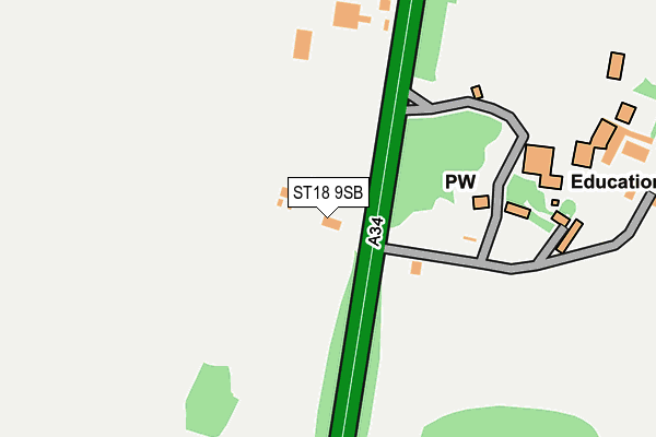 ST18 9SB map - OS OpenMap – Local (Ordnance Survey)