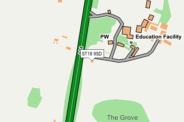 ST18 9SD map - OS OpenMap – Local (Ordnance Survey)