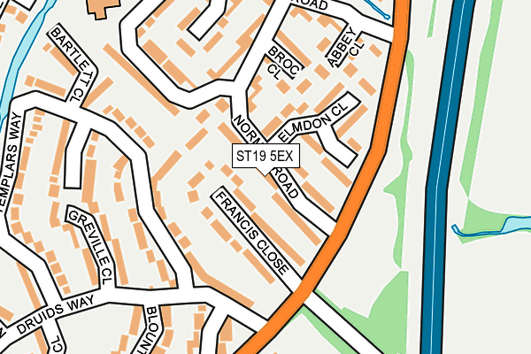ST19 5EX map - OS OpenMap – Local (Ordnance Survey)