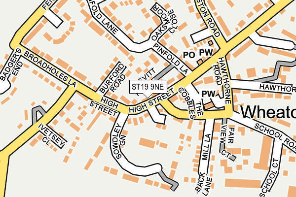 ST19 9NE map - OS OpenMap – Local (Ordnance Survey)