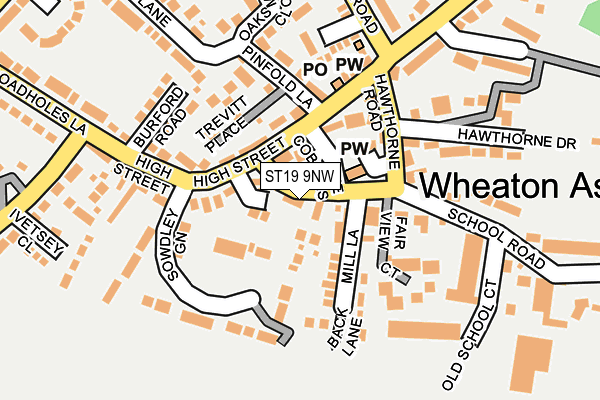 ST19 9NW map - OS OpenMap – Local (Ordnance Survey)