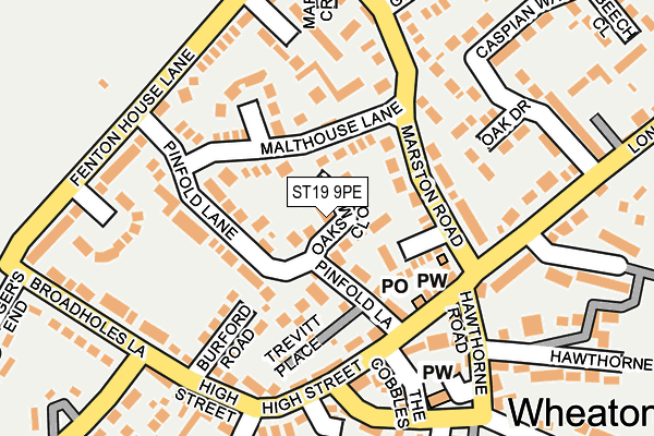 ST19 9PE map - OS OpenMap – Local (Ordnance Survey)