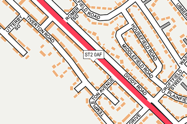 ST2 0AF map - OS OpenMap – Local (Ordnance Survey)