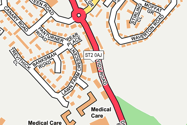 ST2 0AJ map - OS OpenMap – Local (Ordnance Survey)