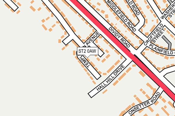ST2 0AW map - OS OpenMap – Local (Ordnance Survey)