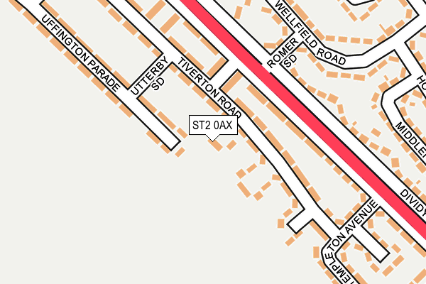 ST2 0AX map - OS OpenMap – Local (Ordnance Survey)