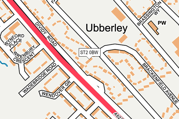 ST2 0BW map - OS OpenMap – Local (Ordnance Survey)