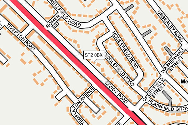 ST2 0BX map - OS OpenMap – Local (Ordnance Survey)