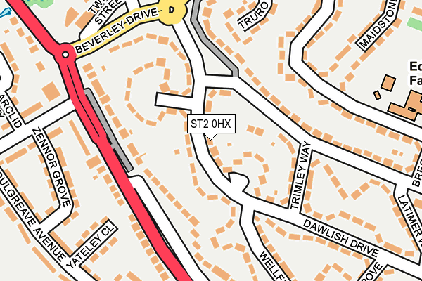 ST2 0HX map - OS OpenMap – Local (Ordnance Survey)